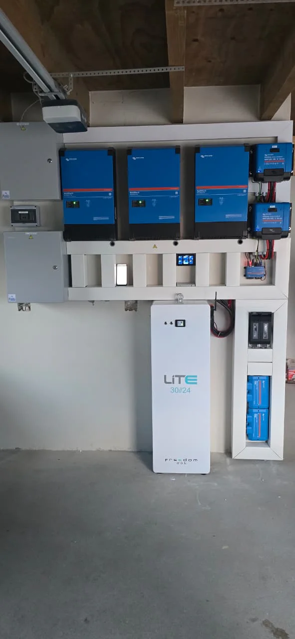 Completed multi-inverter Victron and battery installation