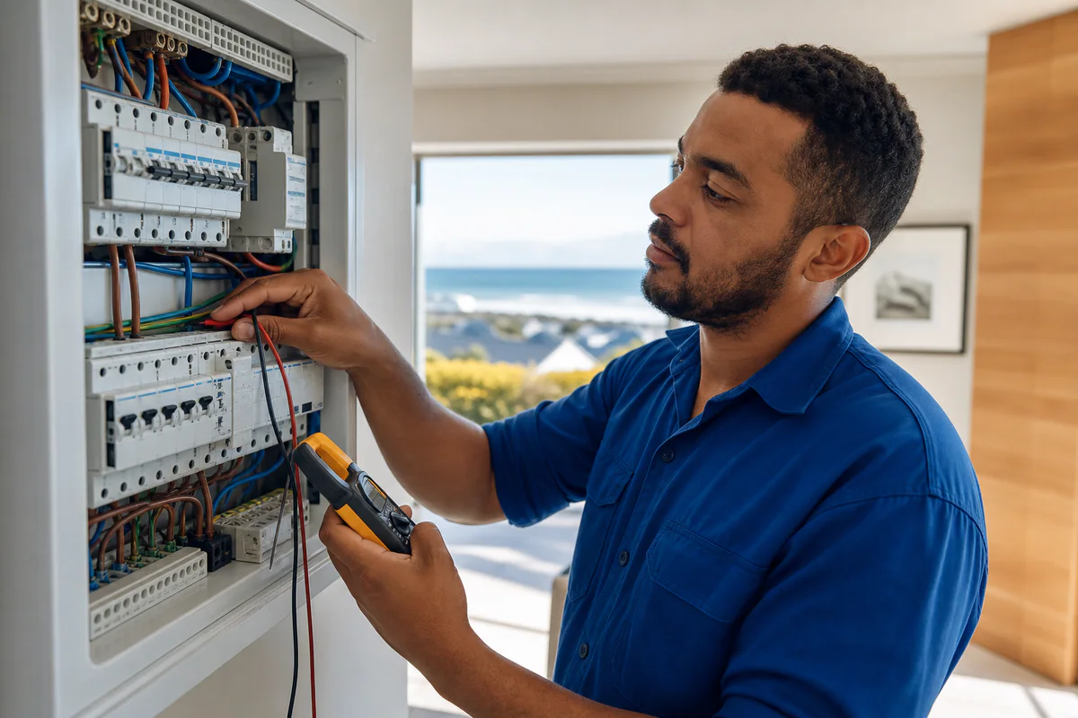 Electrician testing a residential distribution board